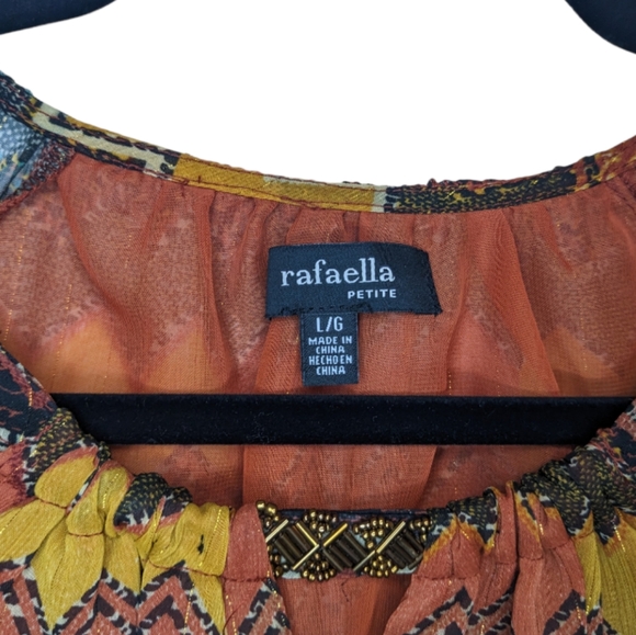 Rafaella Petite Patterned Boho Blouse Size LP - Picture 3 of 9